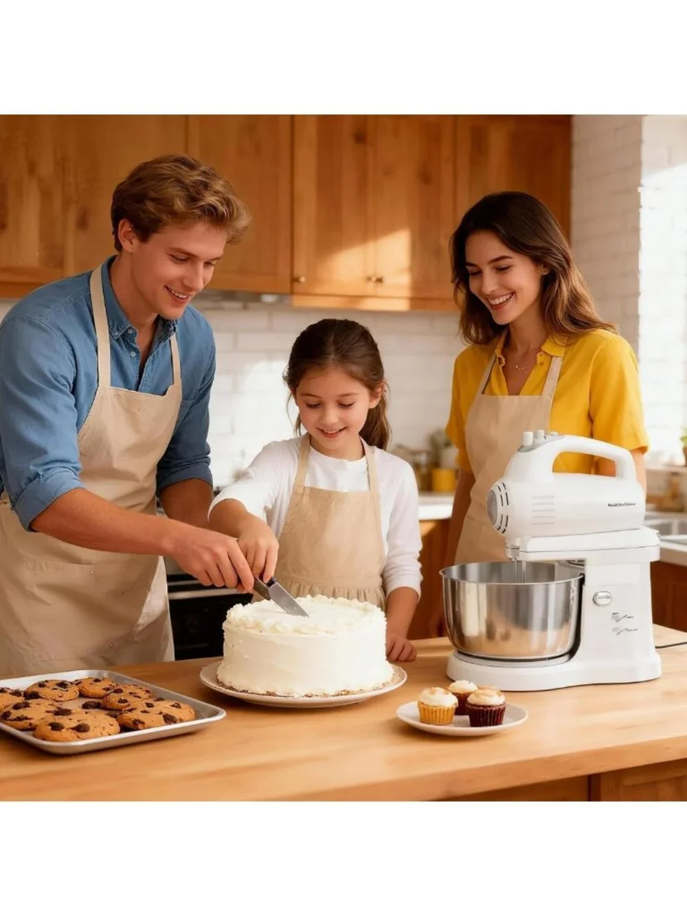 2-in-1 Electric Stand Mixer 3.2QT with Auto-Rotating Bowl & 5-Speed Turbo for